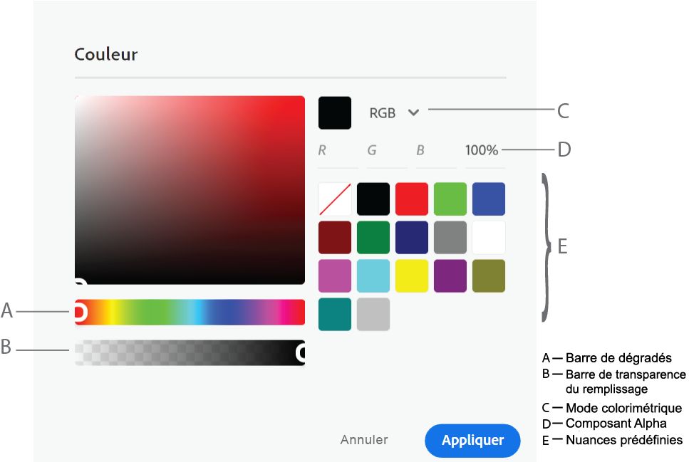 Boîte de dialogue Couleur