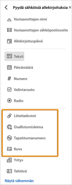 Uudet lomakekentät sopimuksissa