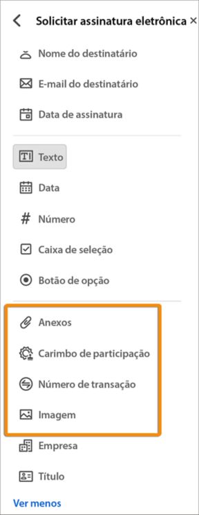 Novos campos de formulário nos contratos