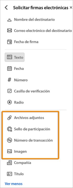 Nuevos campos de formulario en los acuerdos