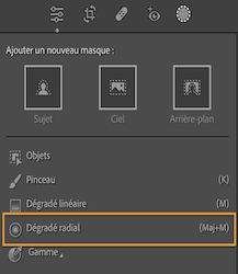 Outil Filtre radial dans Lightroom Classic CC
