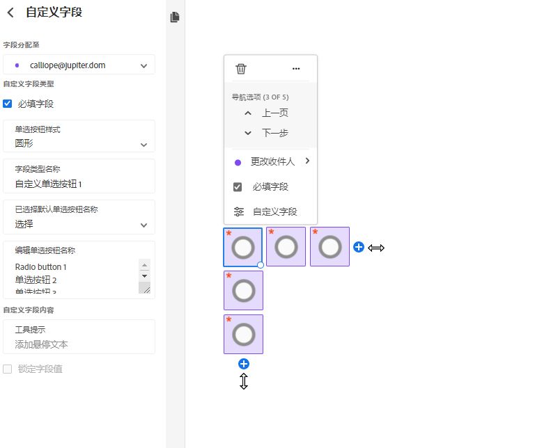 单选按钮字段