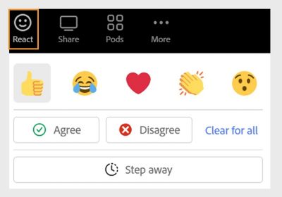Reactions in top menu bar