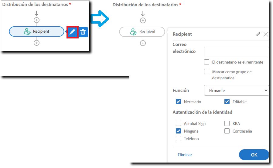 Configuración de destinatarios