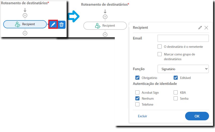 Configuração do recipient