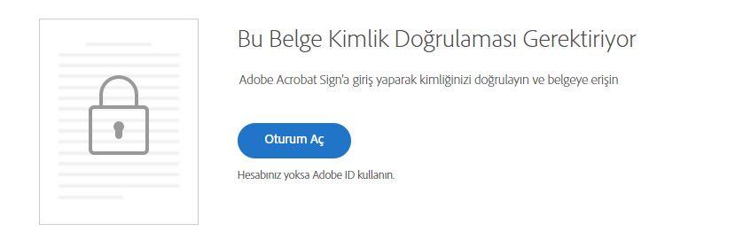 Adobe Sign kimlik doğrulama sorgusu