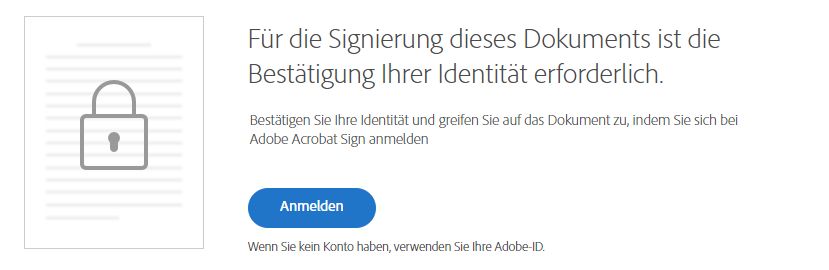 Aufforderung zur Acrobat Sign-Authentifizierung