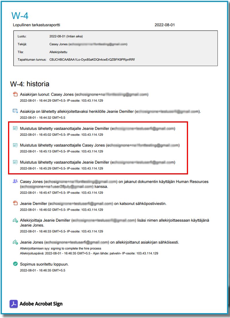 Valvontaraportissa ilmoitetut muistutukset.