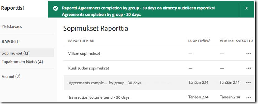 Uudelleennimetyn tietueen viesti