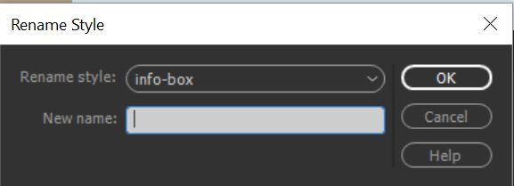 إعادة تسمية فئة HTML في Dreamweaver