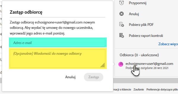 nowy adres e-mail i wiadomość