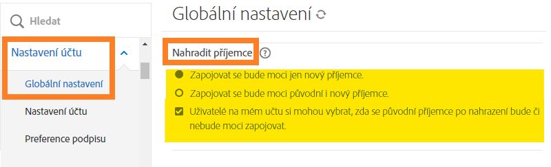 Nahraďte ovládací prvky příjemce v uživatelském rozhraní správce