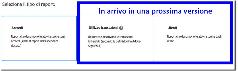 Seleziona il tipo di report