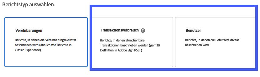Berichtstyp auswählen