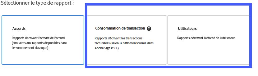 Sélection du type de rapport
