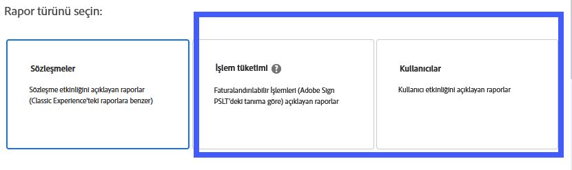Rapor türünü seçme