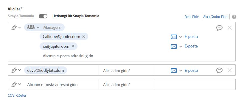 Alıcı gruplarında alıcı adını isteme gerekmez