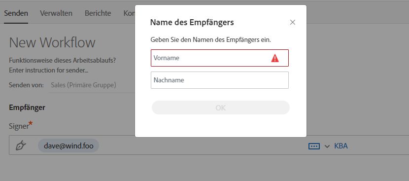 Benutzerdefinierte Workflows werden nicht unterstützt