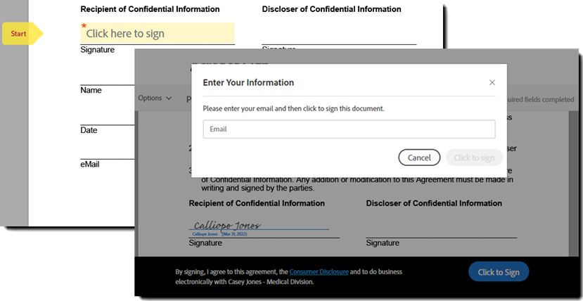 Correo electrónico obligatorio en el bloque de firma desactivado