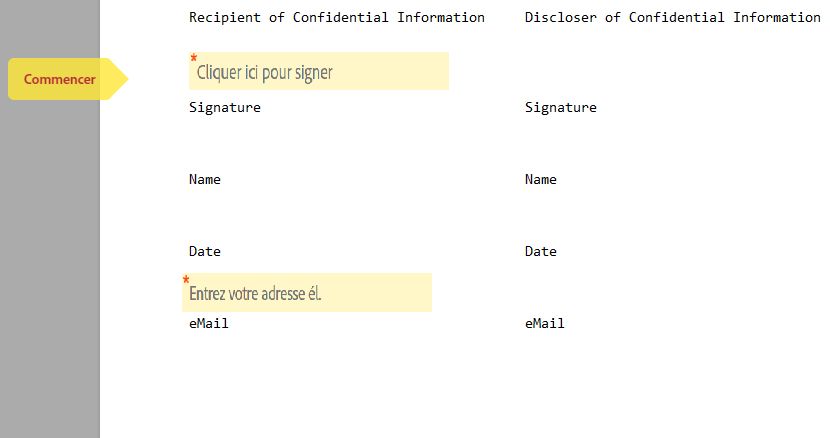 Fonction d’e-mail requis dans le bloc de signature activée avec un champ d’e-mail placé individuellement