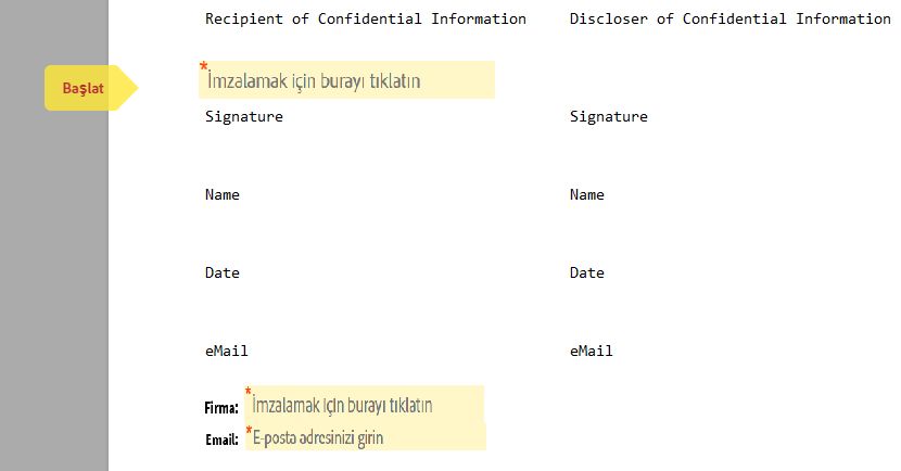 İmza bloğundaki zorunlu e-posta etkinleştirildi ancak e-posta alanı yerleştirilmedi
