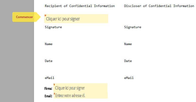 Fonction d’e-mail requis dans le bloc de signature activée, mais sans champ d’e-mail placé