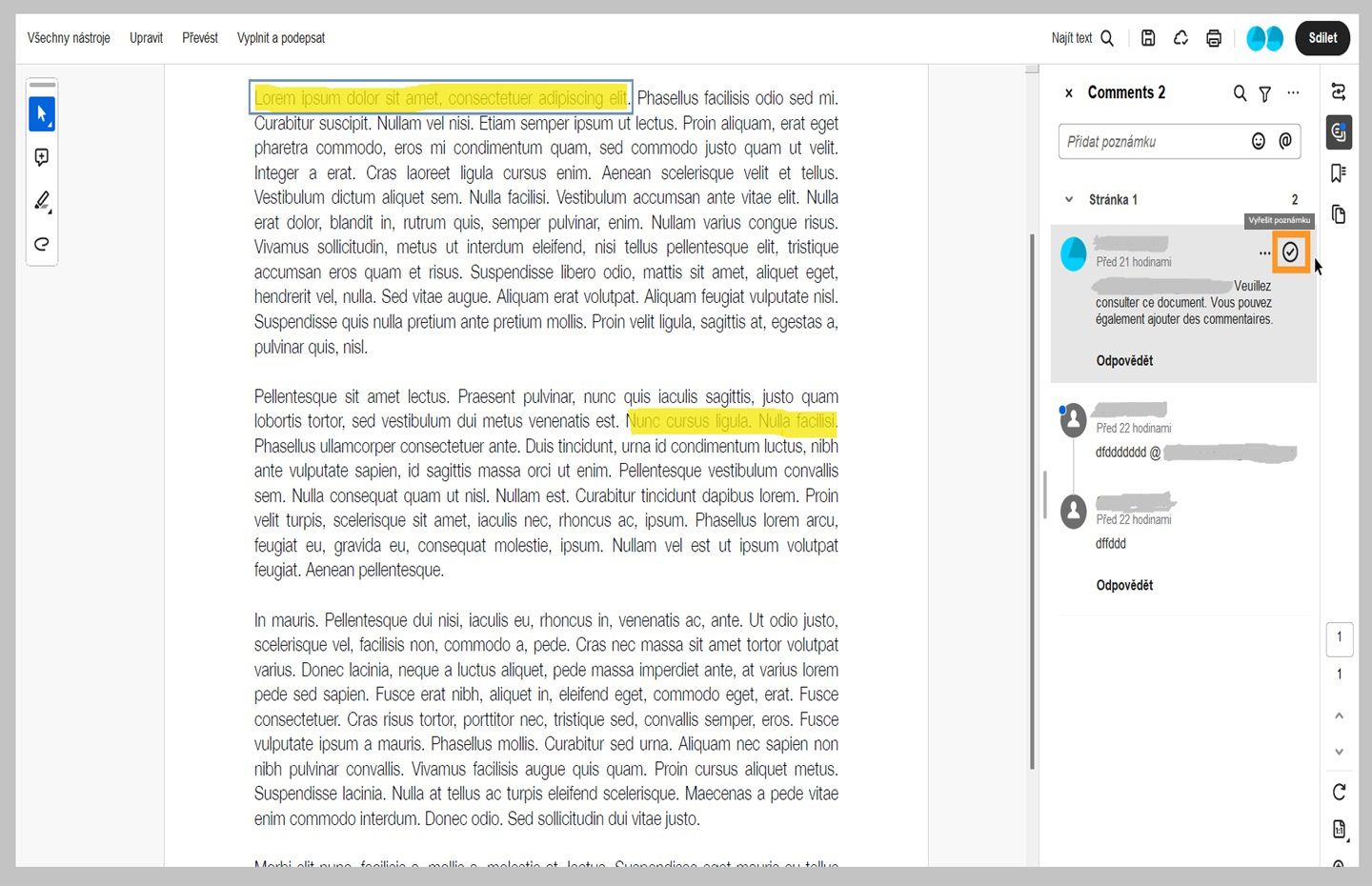 Je zobrazen pracovní postup řešení vybraných poznámek