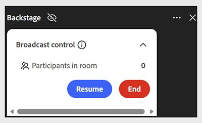 Resume broadcast from Backstage