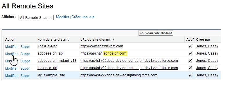 Mise à jour de l’URL du site distant