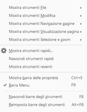 Scegliere gli strumenti da visualizzare