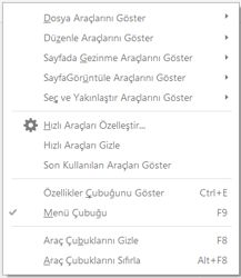 Görüntülenmesini istediğiniz araçları seçin