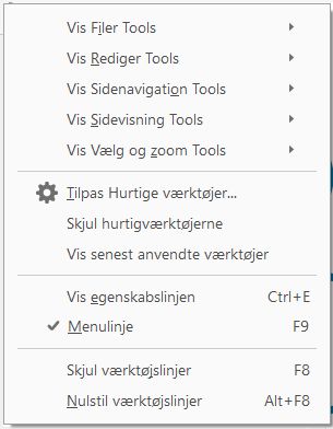 Vælg de værktøjer, der skal vises
