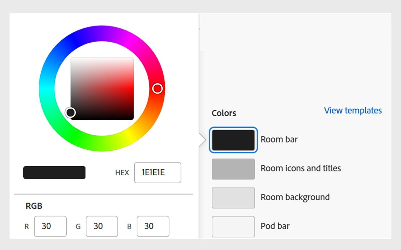 Configure the color for the room's top bar