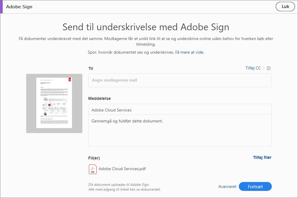 Avancerede funktioner giver dig mere kontrol over underskrivelsesprocessen