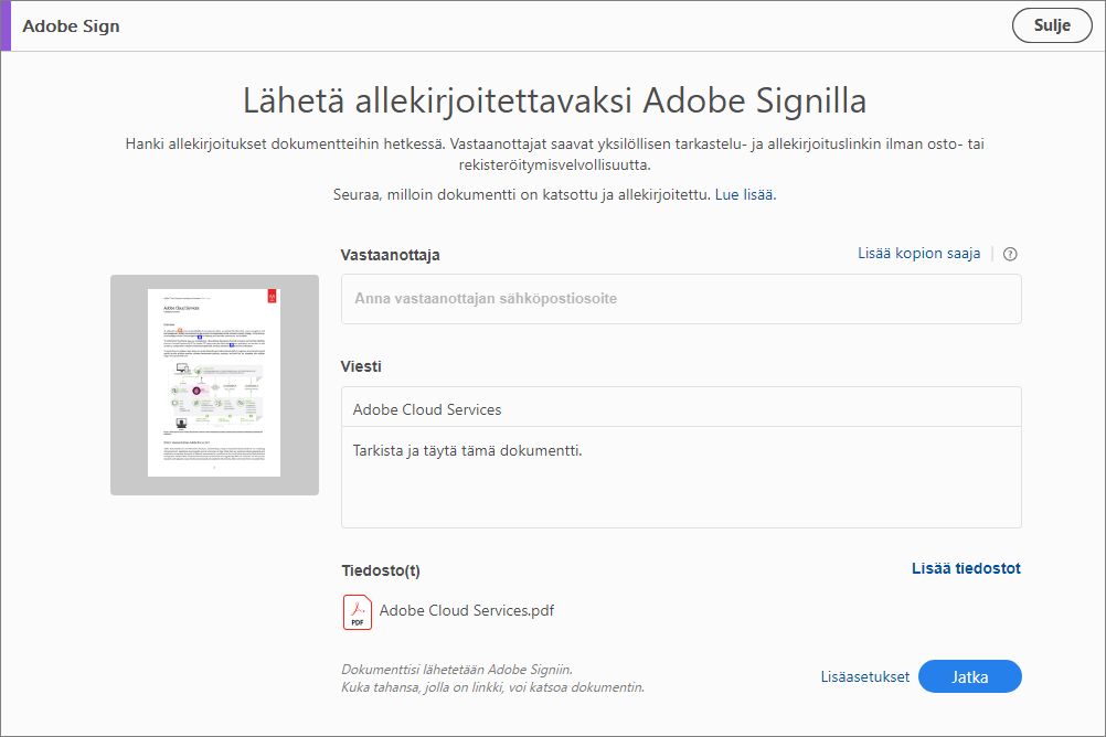 Allekirjoitusprosessin hallintaa parantavat edistykselliset toiminnot