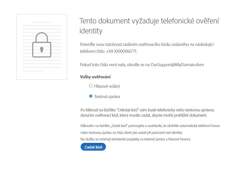 Výzva k ověření pomocí telefonu