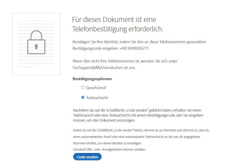 Aufforderung zur Authentifizierung per Telefon