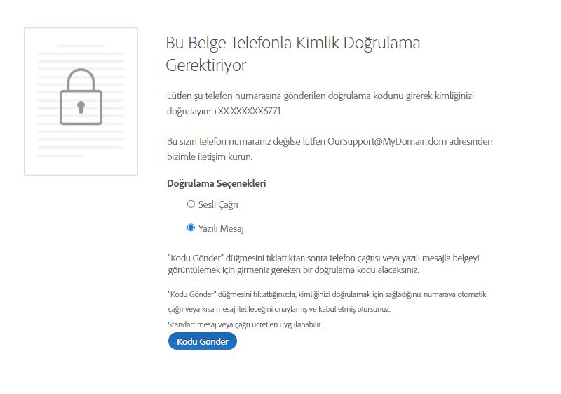 Telefonla kimlik doğrulama talebi