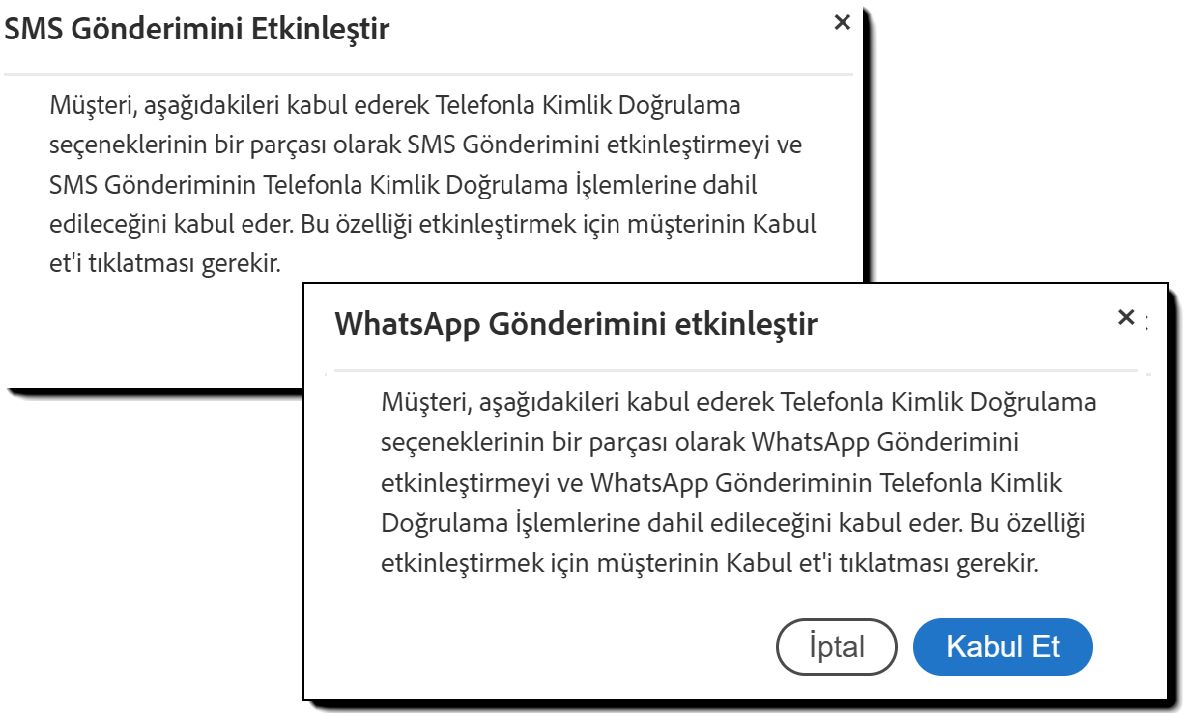 Bağlantı bildirim seçeneği etkinleştirildiğinde görüntülenen doğrulama mesajı.