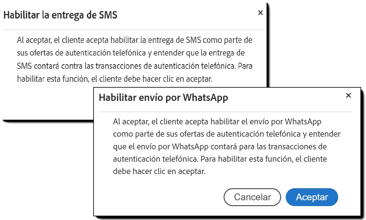 El mensaje de desafío se muestra cuando la opción de notificación de vínculo está habilitada.