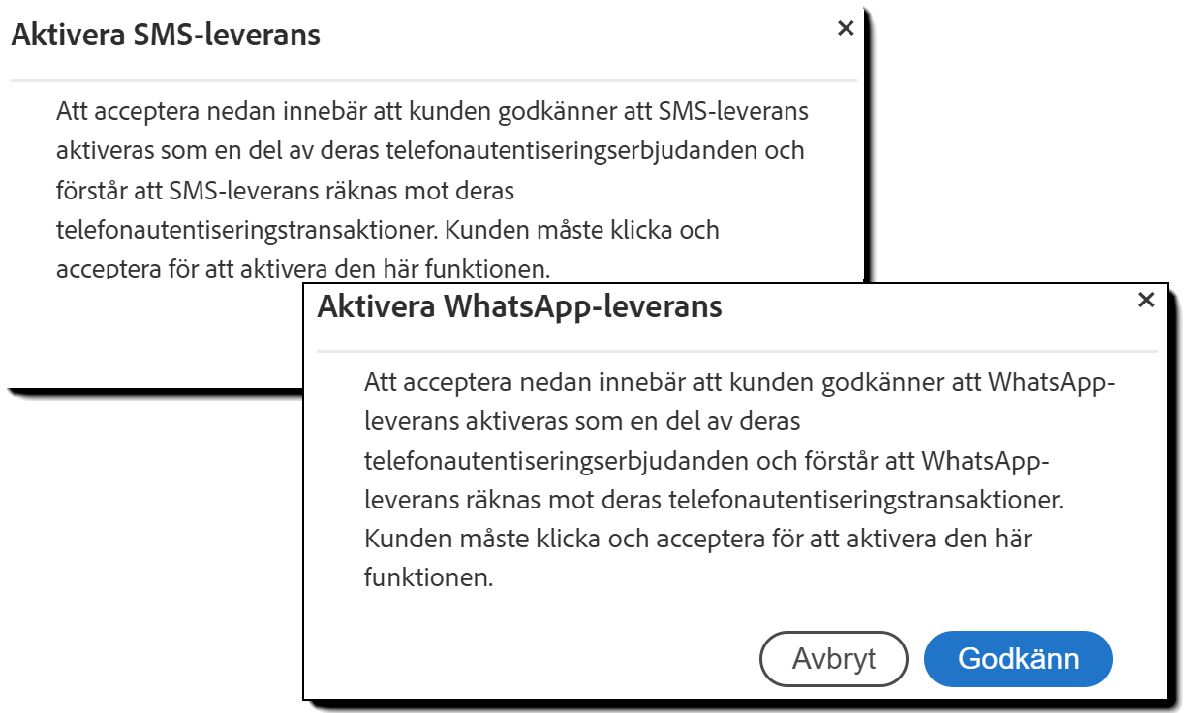 Uppmaningsmeddelandet som visas när alternativet för länkmeddelanden är aktiverat.