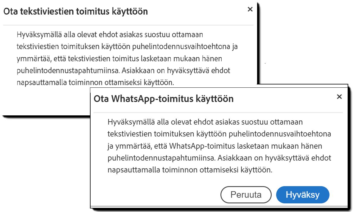 Näyttöön tulee haasteilmoitus, kun linkin ilmoitusvaihtoehto on käytössä.