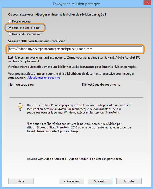 Sous-site SharePoint et URL associée
