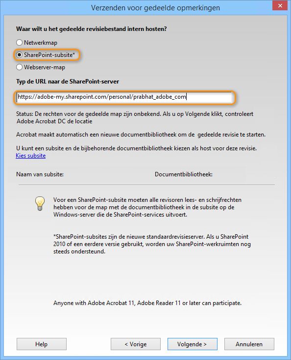 SharePoint-subsite en de URL