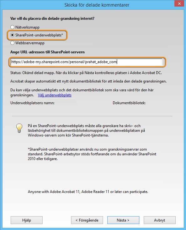 Underordnad SharePoint-webbplats och webbadress