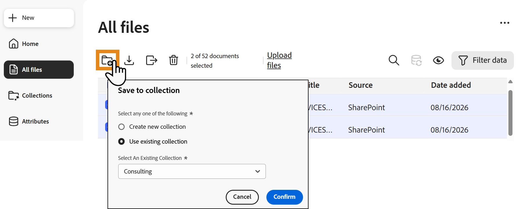 Ang Collections page na may nakikitang Save to Collection challenge.