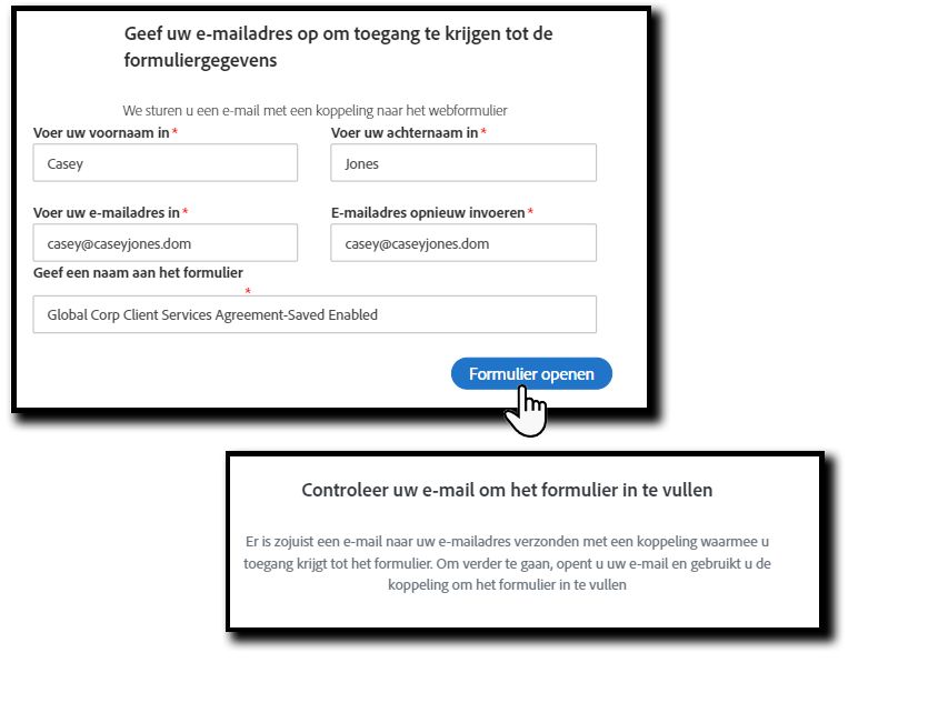 Het uitdagingsdeelvenster wordt weergegeven wanneer een ondertekenaar van het webformulier het webformulier voor het eerst opent.