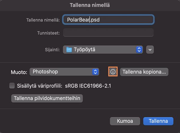 Etkö näe haluamaasi muotoa, kuten JPEG- tai PNG-muotoa? Voit tallentaa dokumentistasi kopion haluamassasi muodossa