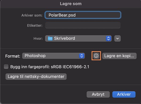 Ser du ikke ønsket format, som JPEG og PNG? Lagre en kopi av dokumentet ditt for alle formater