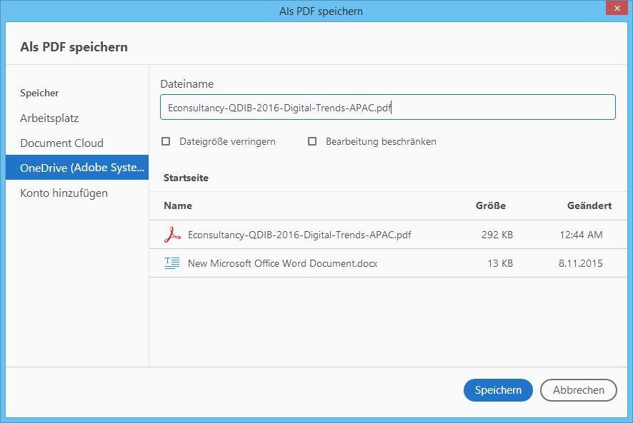 Benutzerdefiniertes Dialogfeld „Speichern unter“